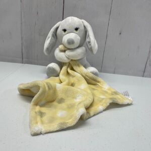 Little Beginnings Security Blanket White Yellow Plush Puppy Dog Polka Dot Lovey
